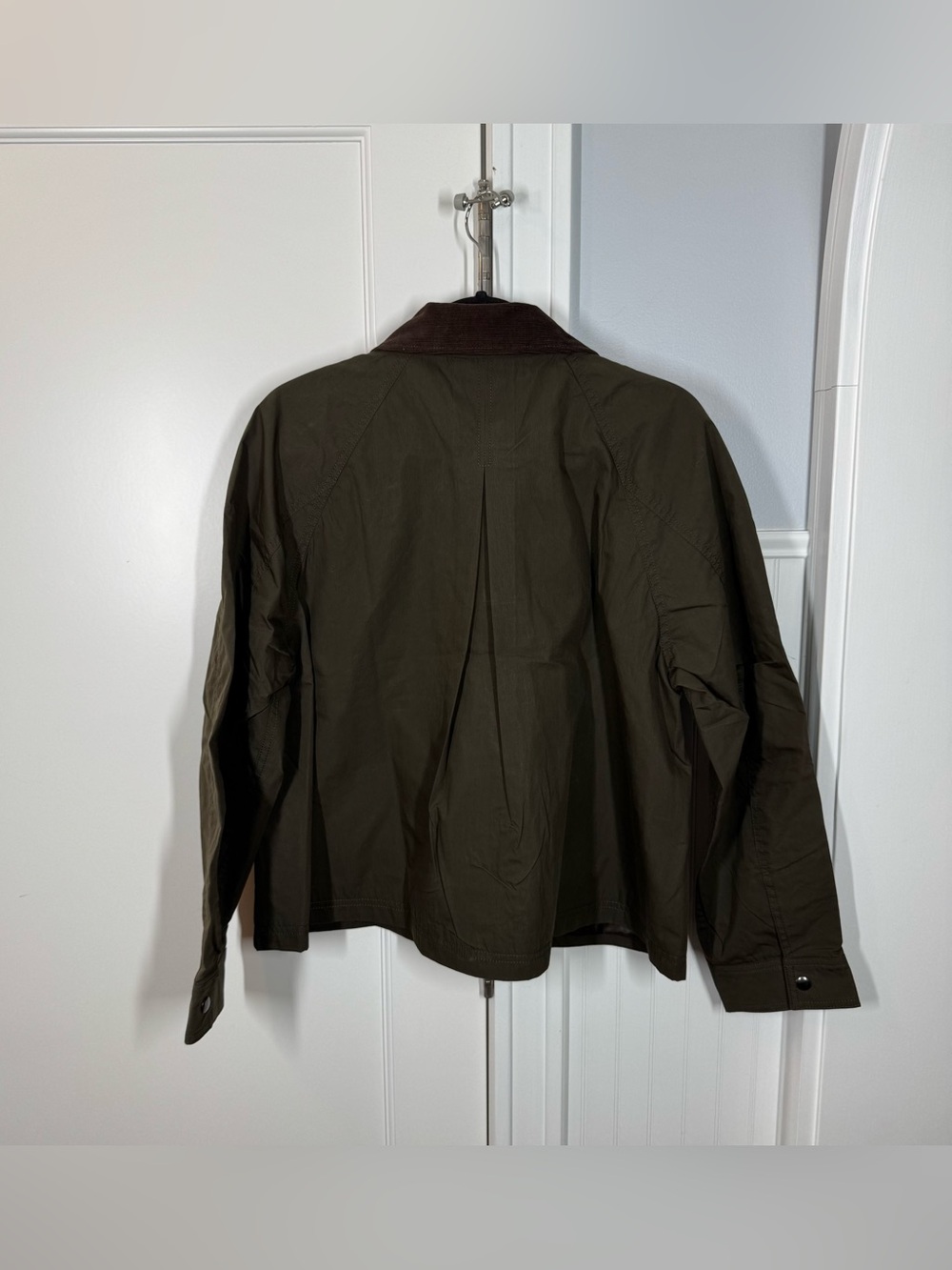 Madewell Barn Jacket Waxed Zip- Front Jacket NW759 OliveGreen Corduroy Collar L - Picture 7 of 9